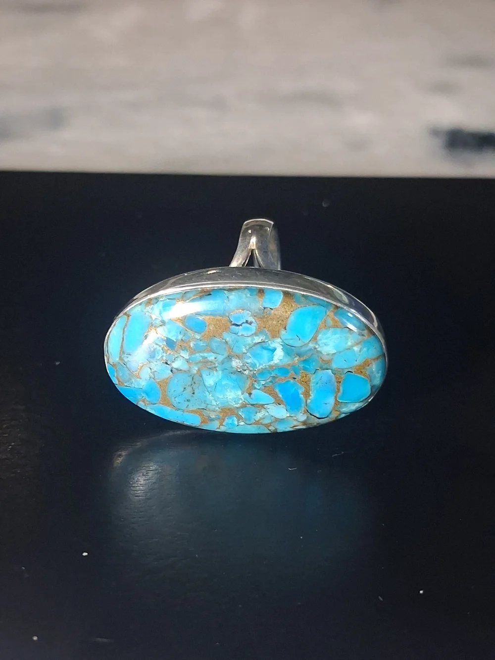 Blue Copper Turquoise Sterling Silver Ring Size 7 Stamped 925 Southwestern Chic